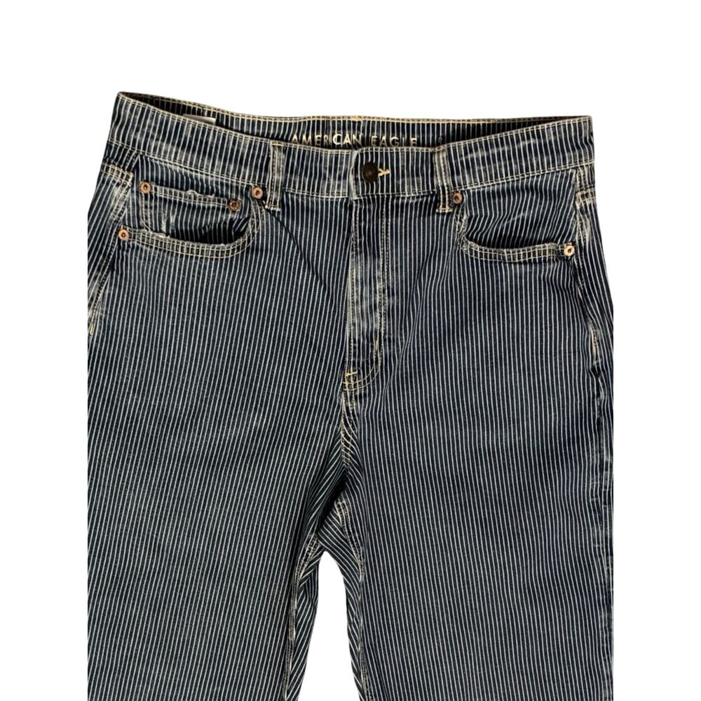 American Eagle Jeans Womens Size 10 Baggy Straight High Rise Pinstripe 32x28 - Picture 7 of 12